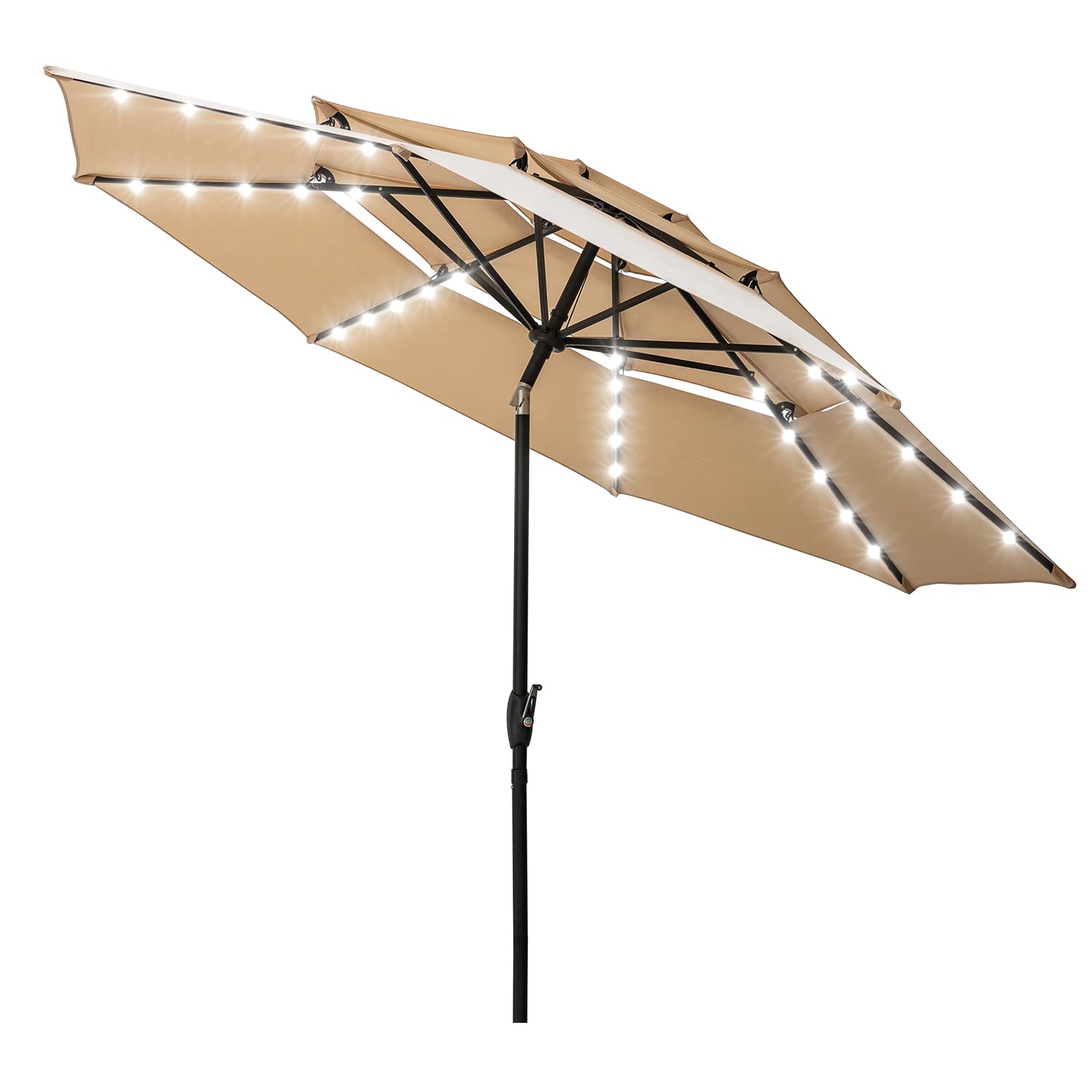 Buy Ainfox 10ft 3 Tiers Solar Patio Umbrella with LED Light, Outdoor