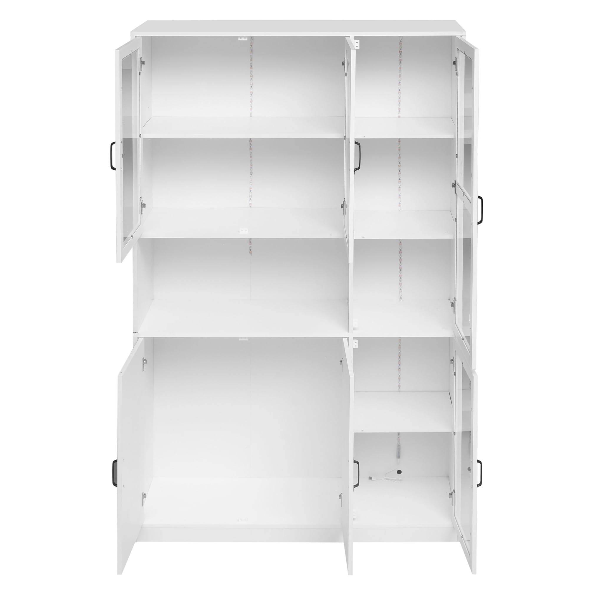 Vitrina con puertas, luz LED, estanterías grandes, armario de cocina, sala de estar, dormitorio