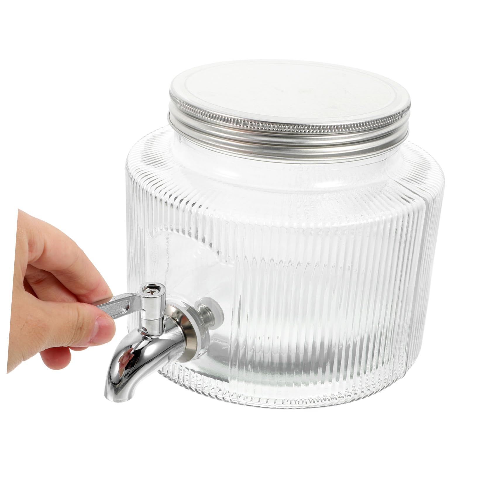 Toyvian Dispensador de Cócteles de Vidrio para Nevera de 2.8l Grifo, Material Seguro de Acero Inoxidable y Diseño Simple para Uso en Fiestas Casa