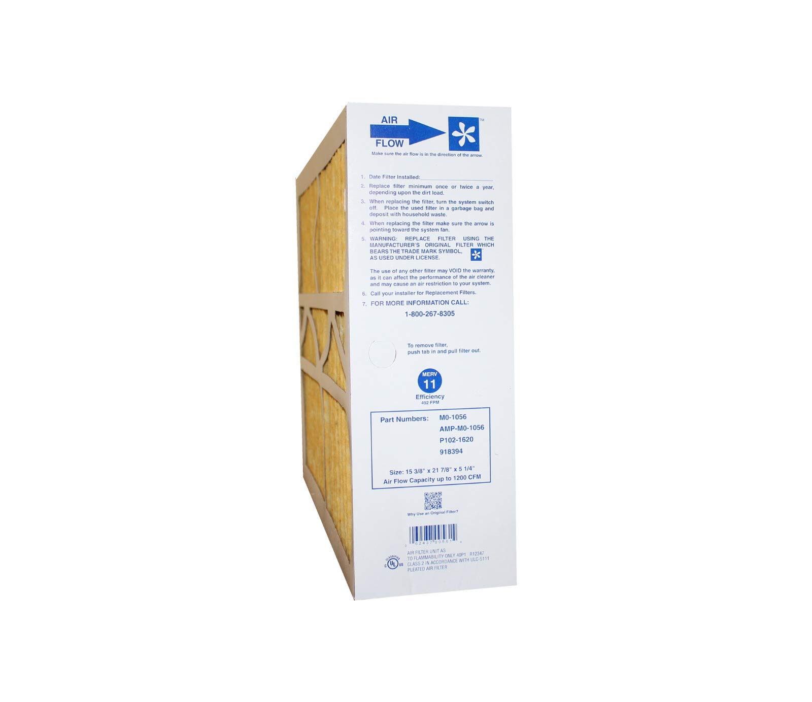 Electro Air Replacement Household Furnace Filter, MERV 11, 15-3/8" x 21-7/8" x 5-1/4"