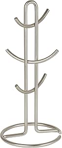 Spectrum Diversified Euro 6 Holder Countertop Mug Tree, Mugs &amp; Tea Cup Storage Rack, Coffee Counter Bar Accessory &amp; Kitchen Organizer, Satin Nickel