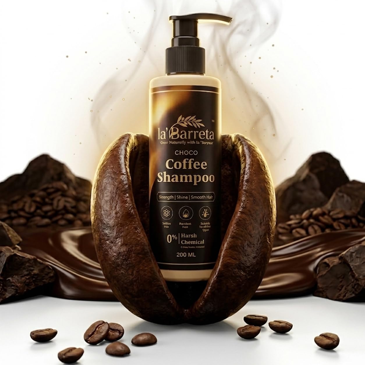 Premium Choco Coffee Shampoo, Strength, Shine & Smooth Hair, with Guar Gum, Cocoa, Sulphate & Paraben Free, 200 ml (Coffee P-1)-picture-10