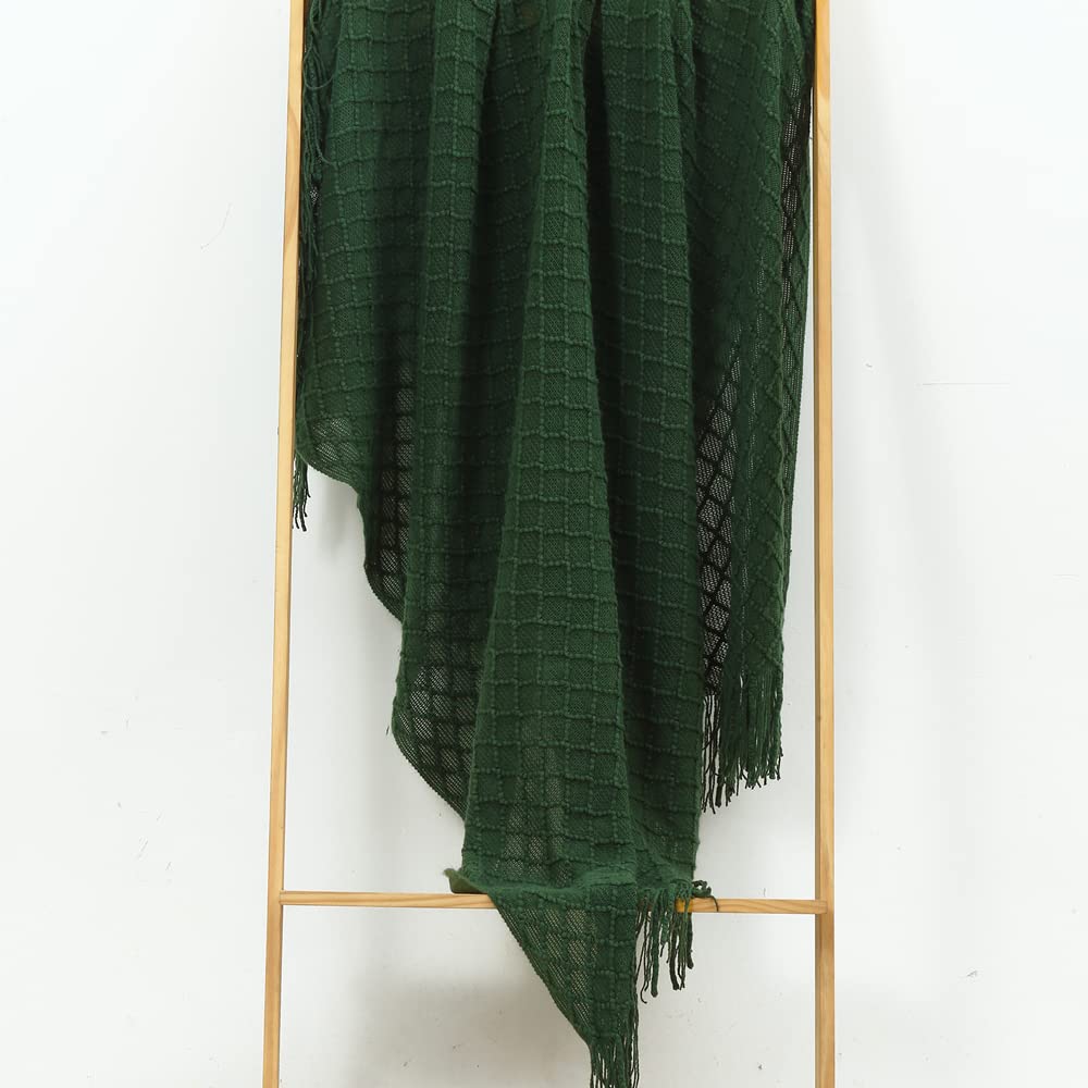 CREVENT - Manta decorativa tejida para el sofá, la silla, la cama o para viajes, cálida, ligera, suave y cómoda, para todas las estaciones, (127 X 152 cm, color verde bosque)