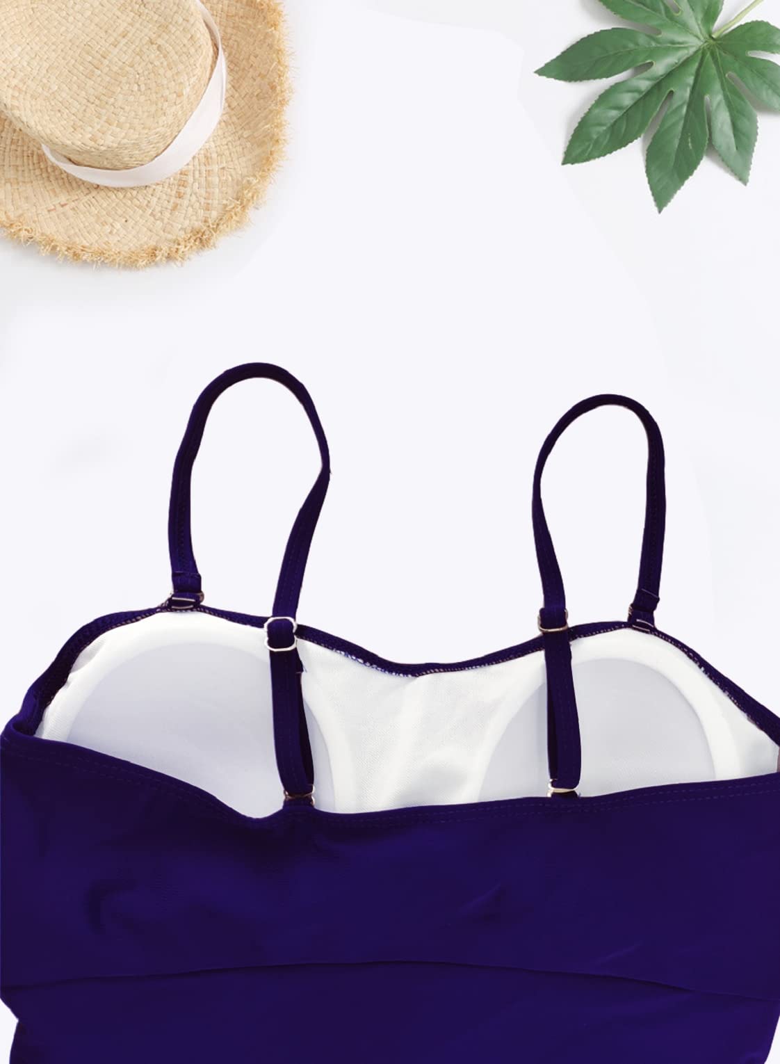 Maillot de Bain Deux Pièces Femme Ensembles de Tankini Push Up Rembourré Haut Réglable Maillots de Bain mit Bas Taille Haute Swimwear Dos Nu à Bretelle Beachwear Ventre Plat Amincissante