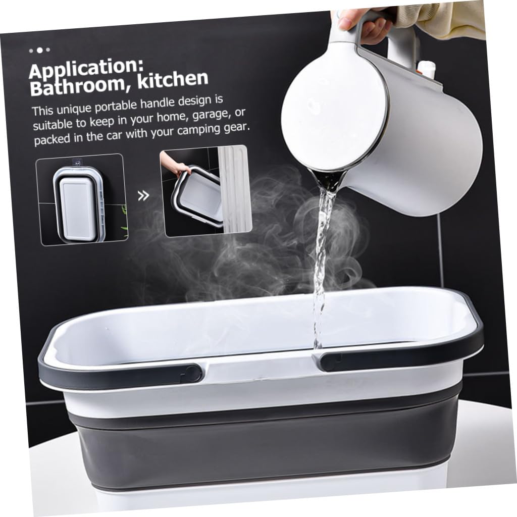 YARNOW Secchio con Manico Resistente da 15l Pieghevole in Plastica Pp Portatile Non Deformabile per Mop per Pulizie Domestiche e Picnic