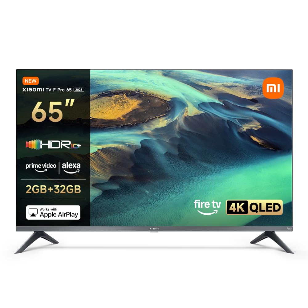 XIAOMI XIAOMI TV F Pro 65, 165 cm (65 Pouces), 4K UHD QLED, Smart TV, Fire TV, Contrôle Vocal Alexa, HDR10+, Mode Game Boost 120Hz, MEMC, 2Go+32Go, Compatible avec AirPlay