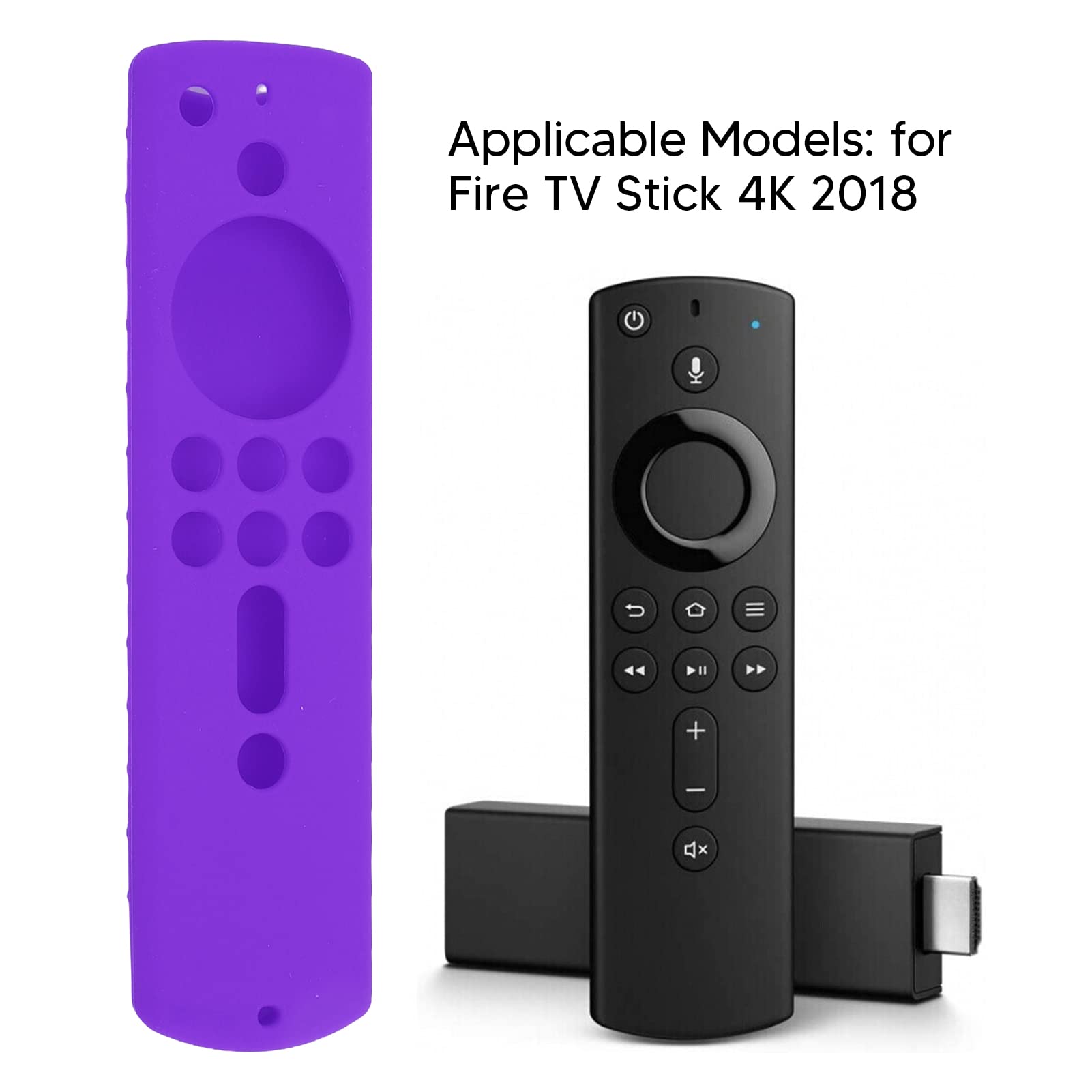 Acouto Funda Protectora de Silicona para Control Remoto Fire TV Stick 4K 2018, Cubierta Antideslizante a Prueba de Golpes para Uso Doméstico (Purple)