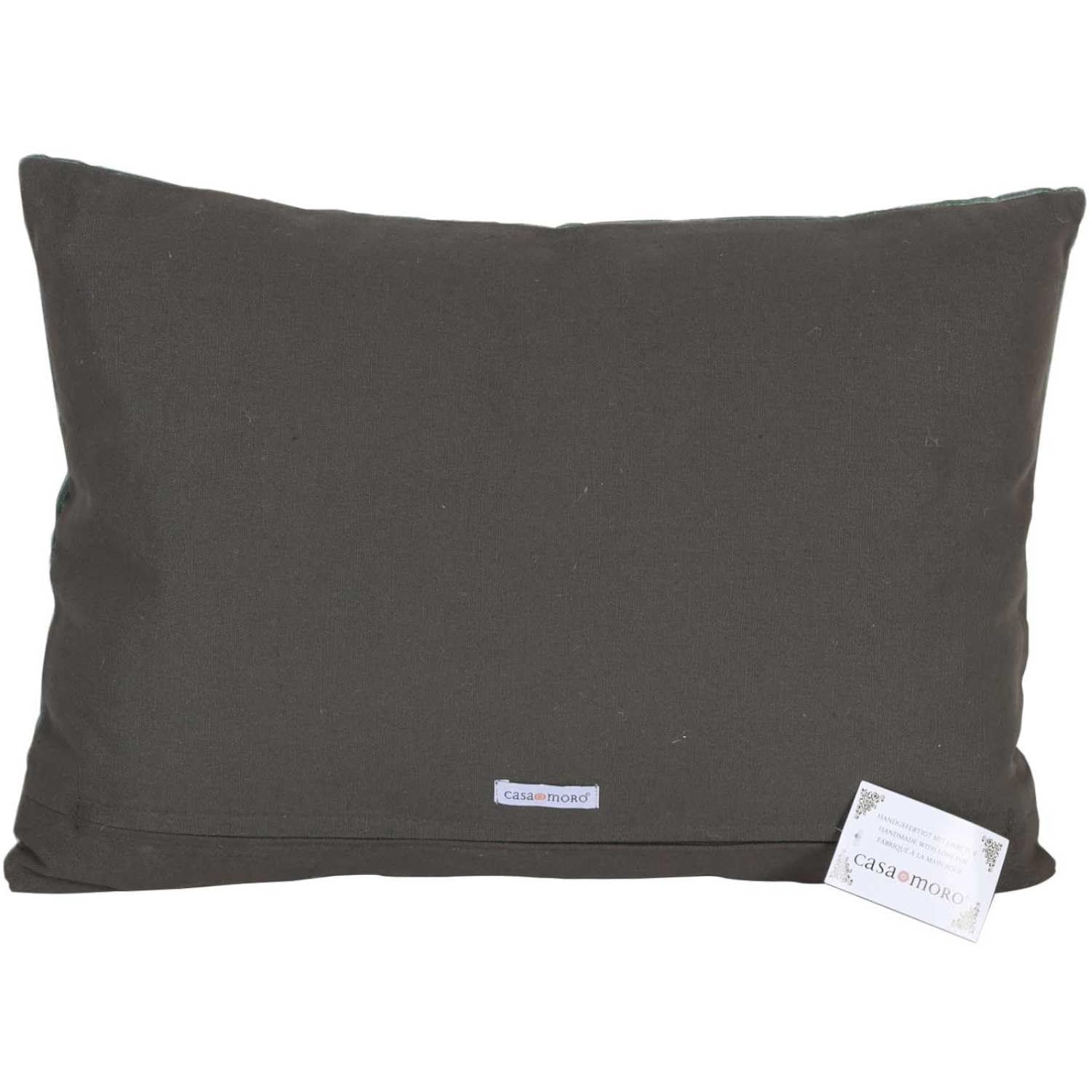 Casa Moro Boho Samt-Kissen Santa Grün 48 x 30 cm mit Füllung Blumen-Motiven Bestickt Zierkissen Deko-Kissen Couchkissen Sofakissen mit Blumen KI10005