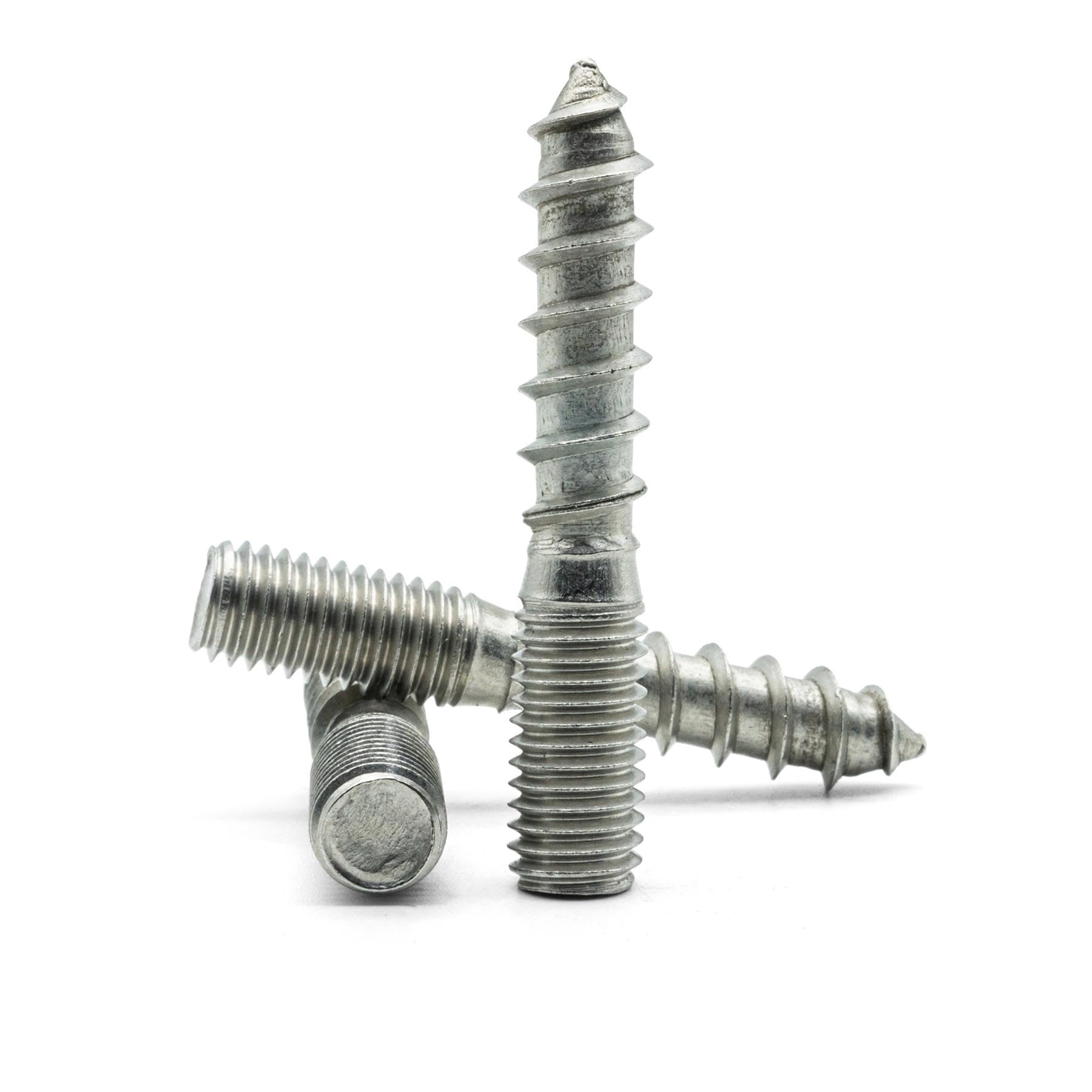Hippo Hardware M12 (12mm X 100mm) Dowel Screws Wood to Metal Dual Thread Hanger Bolts A2 Stainless Steel (Pack of 5)