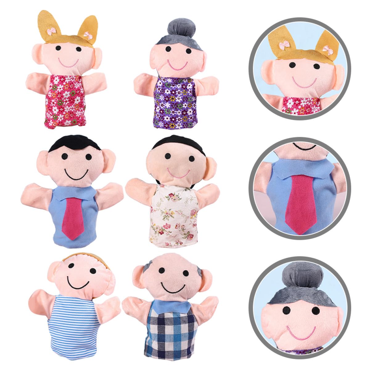 ORFOFE Marionnettes à Main Lot de 6 en Peluche Ultra-Douces et Légères Design Adorable, Jouet Interactif pour Garçon et Filles pour Jeux de Rôle en Extérieur