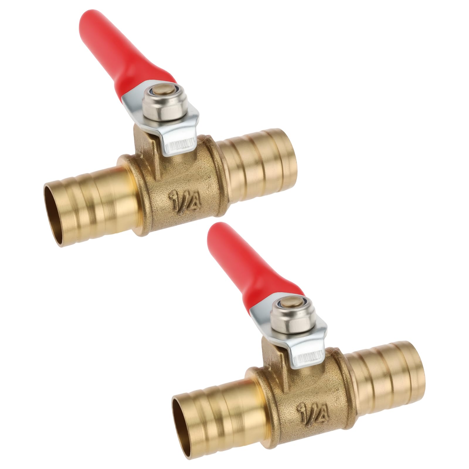 Create idea 2pcs Brass Red Handle Double Pagoda Hose Ball Valve Faucet Valve Switch 12mm Used for Fuel Pipeline Drainage Faucet