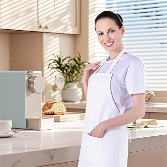 2/8/12/24 PCS White Aprons with Pockets: Unisex Apron Bulk with Extra Long Ties for Cooking Baking Crafting