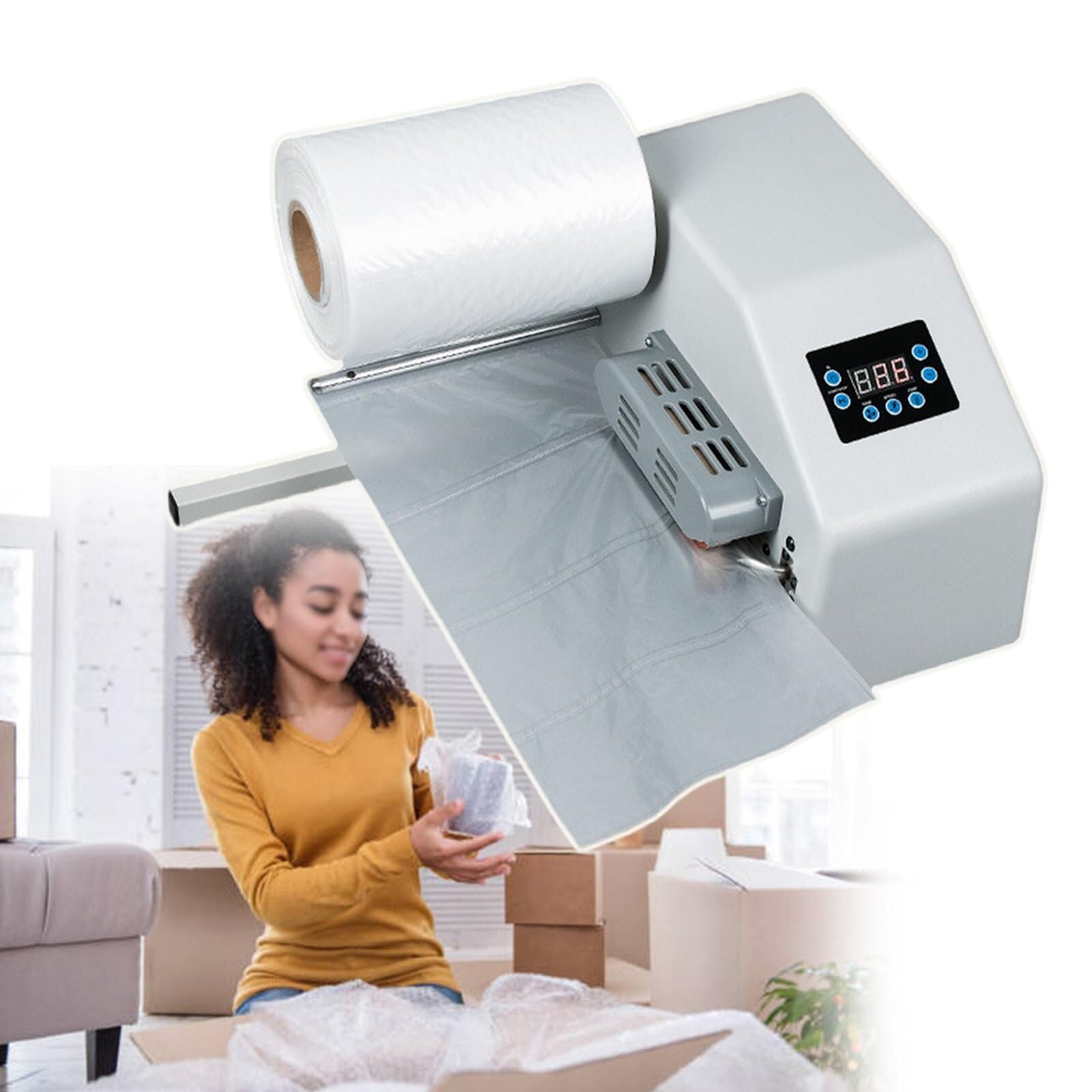 Gonfleur de Film à Bulles Portable, Machine à Coussins d'air Automatique, expédition Professionnelle de Bulles 16 m/Min
