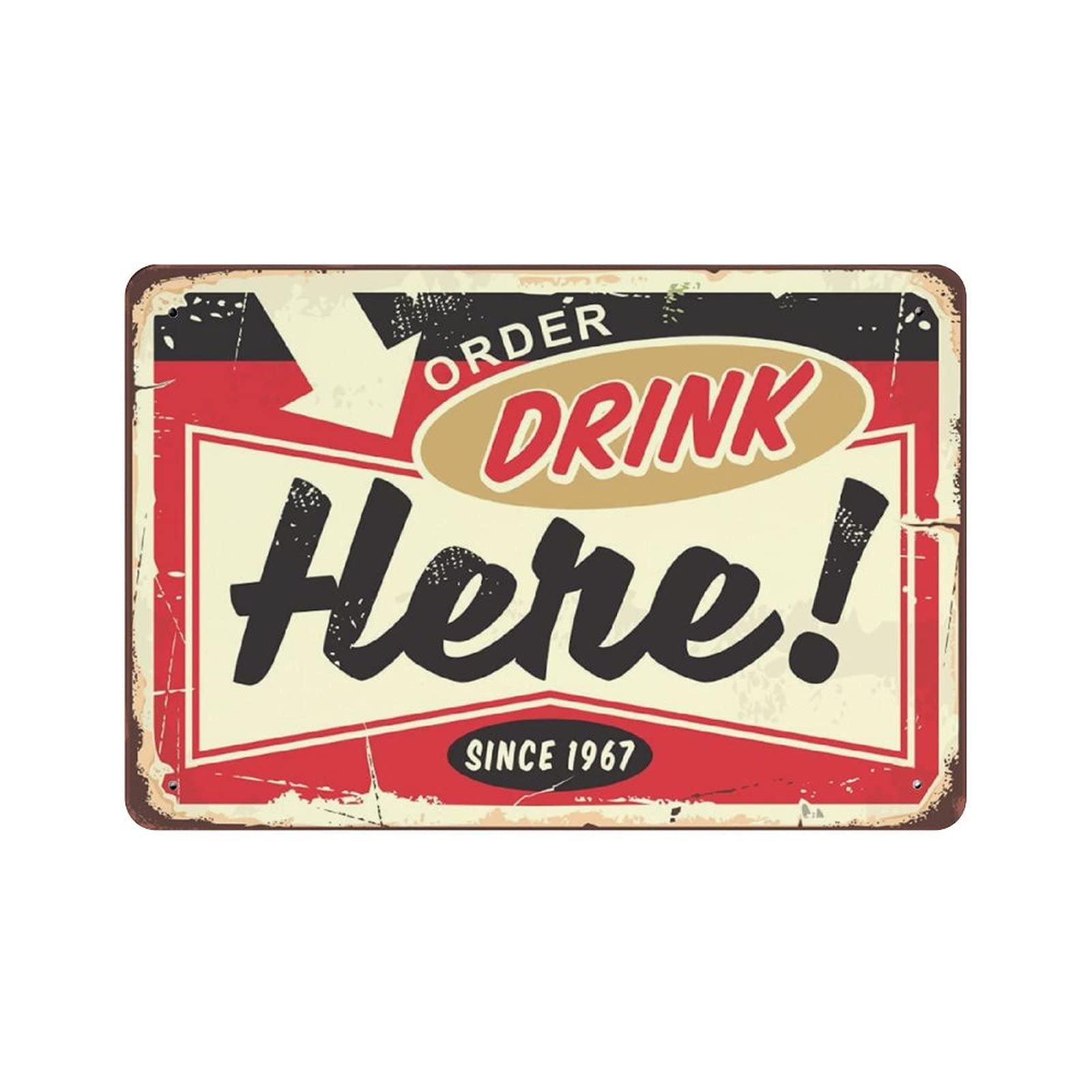 rayprint Metal Tin Sign Order Drinks Here Vintage Tin Poster Metal Sign Wall Decoration Country Kitchen Home Garage Decor 8"x12"