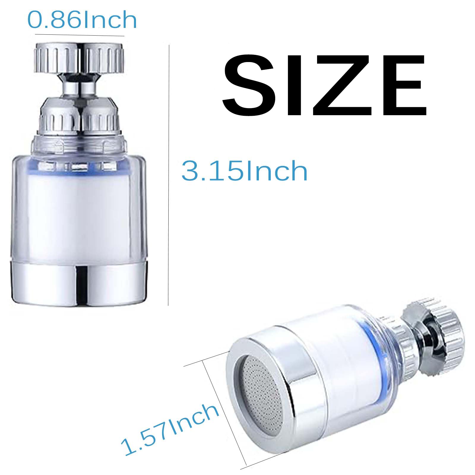 360 ° Rotating Bathroom Faucet Filter with 2 Filter Elements, Remove Heavy Metals and Hard Water Sink Water Faucet Filter for Kitchen and Bathroom