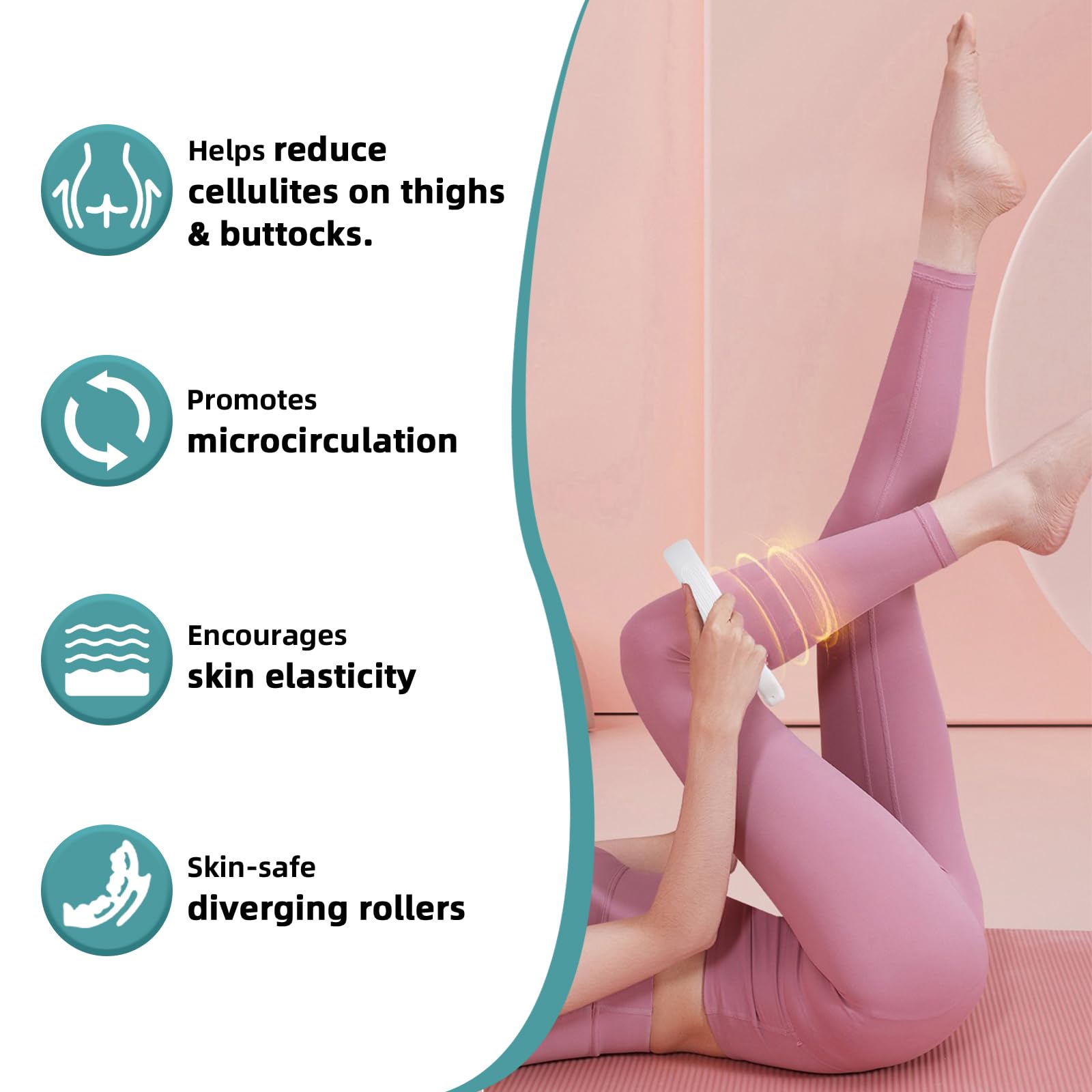 Hossom Masseur Manuel Anti-Cellulite avec Poignées Amovibles - Rouleau de Massage Professionnel pour Cuisses, Jambes et Fesses - Stimulation Fasciale et Drainage Lymphatique (Vert)