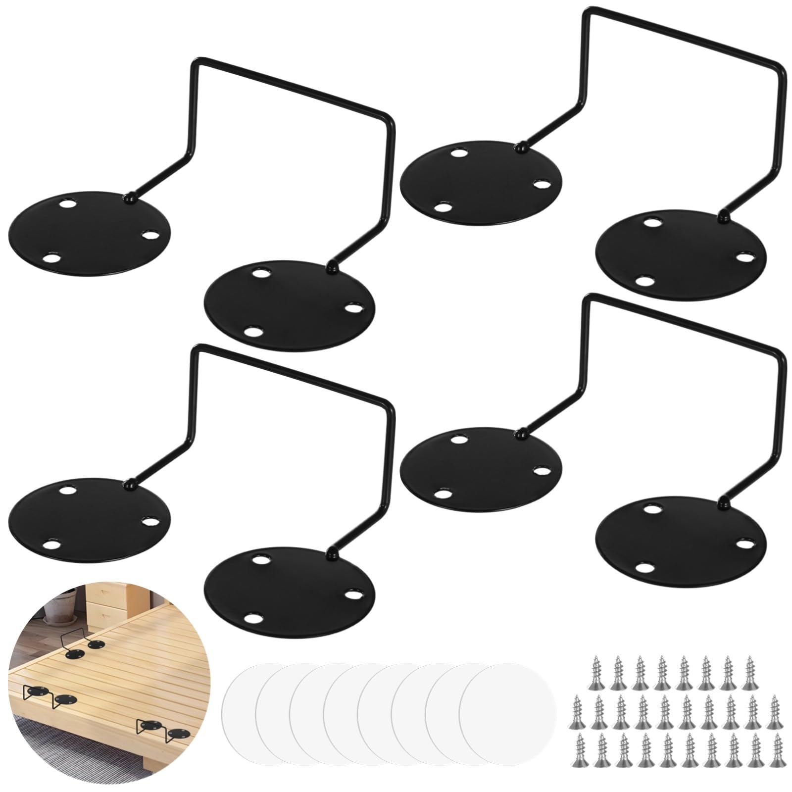 Packool Mattress Slide Stopper for Metal Mattress Holder, Non-Slip Mattress Gripper Bracket, RV Bed Mattress Stabilizer with Screws & Double-Sided Adhesive Tape, 4 PCS Mattress Retainer Bars