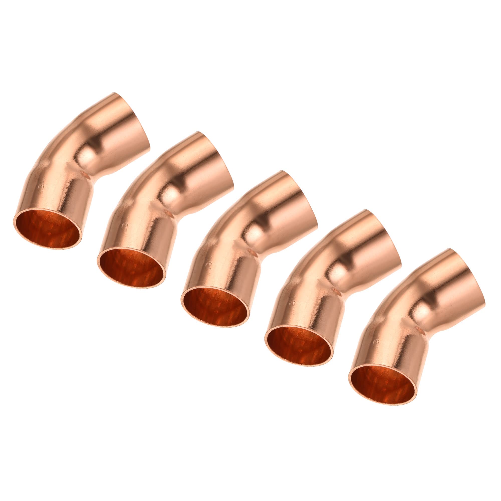 MECCANIXITY 45 Degree Elbow Copper Fittings, 5/8 Inch ID Connection for HVAC Air Conditioner, Pack of 5
