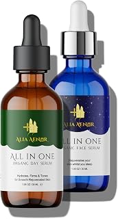 Alia Aenor All In One Organic Face Serum Set DAY & NIGHT SERUM, All Skin Types, Boosting Rejuvenating Multivitamins, Vegan, 30ml…