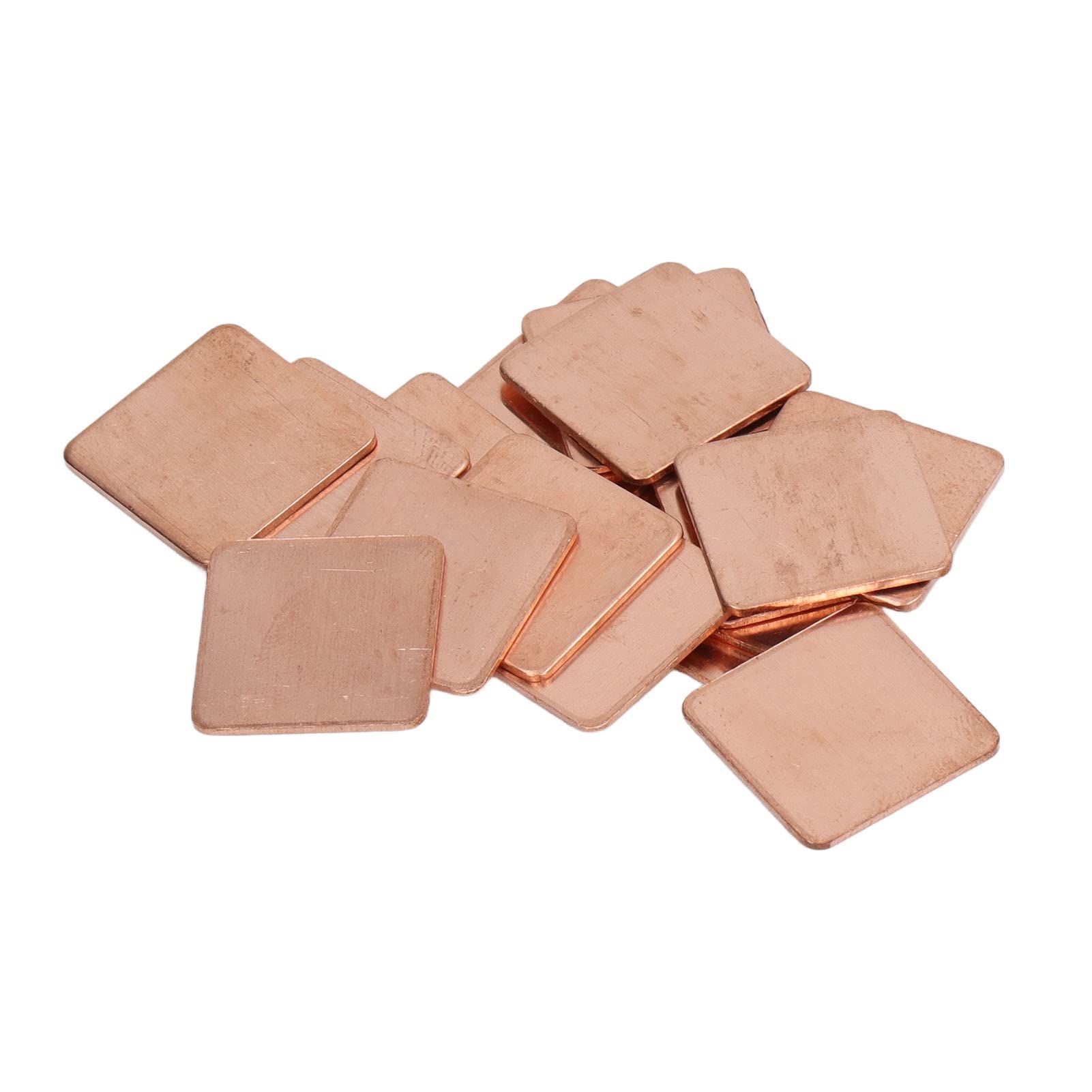 Cobre Shim Disipador de Calor Almohadilla térmica, Disipador de Calor Cobre 100 Piezas for PC CPU VGA RAM Varios tamaños con Caja Almacenamiento(20 * 20 * 1.0mm)