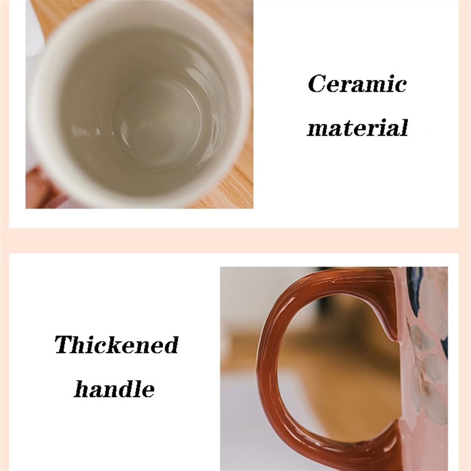 Taza de café de 550 ml, Taza de cerámica de Gran Capacidad, Hermosa Taza de Desayuno con Tapa, Taza para Beber para el hogar o la Oficina con Cuchara, Taza de té