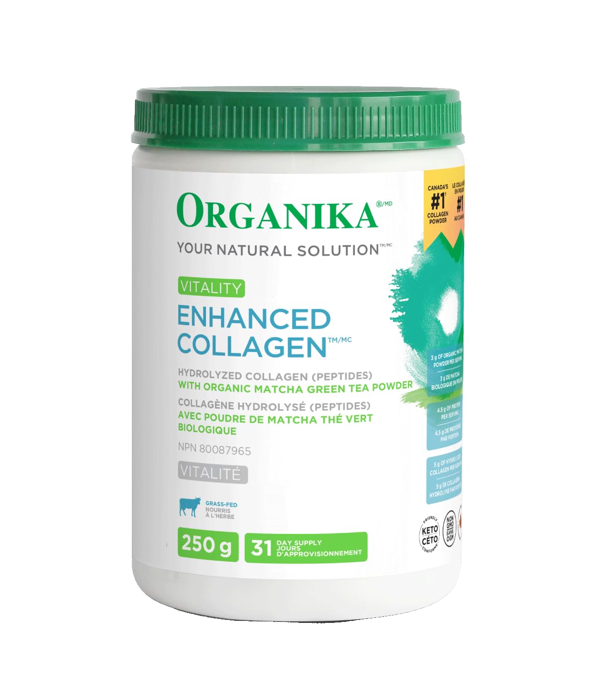 Organika Matcha Vitality Enhanced Collagen, 250 GR