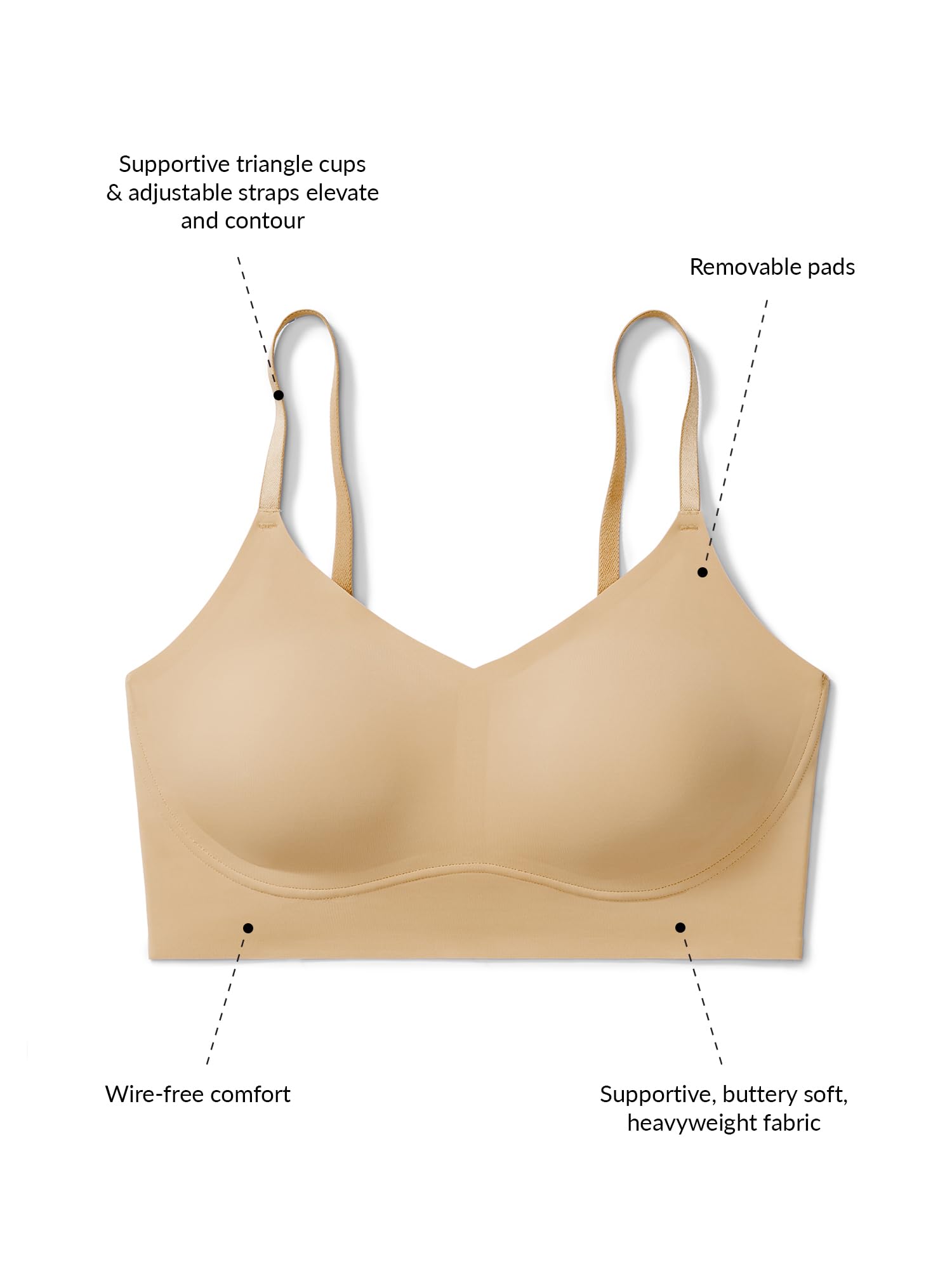 True & Co True Body Lift Triangle Adjustable Strap Bra Sujetador Mujer (Pack de 1)