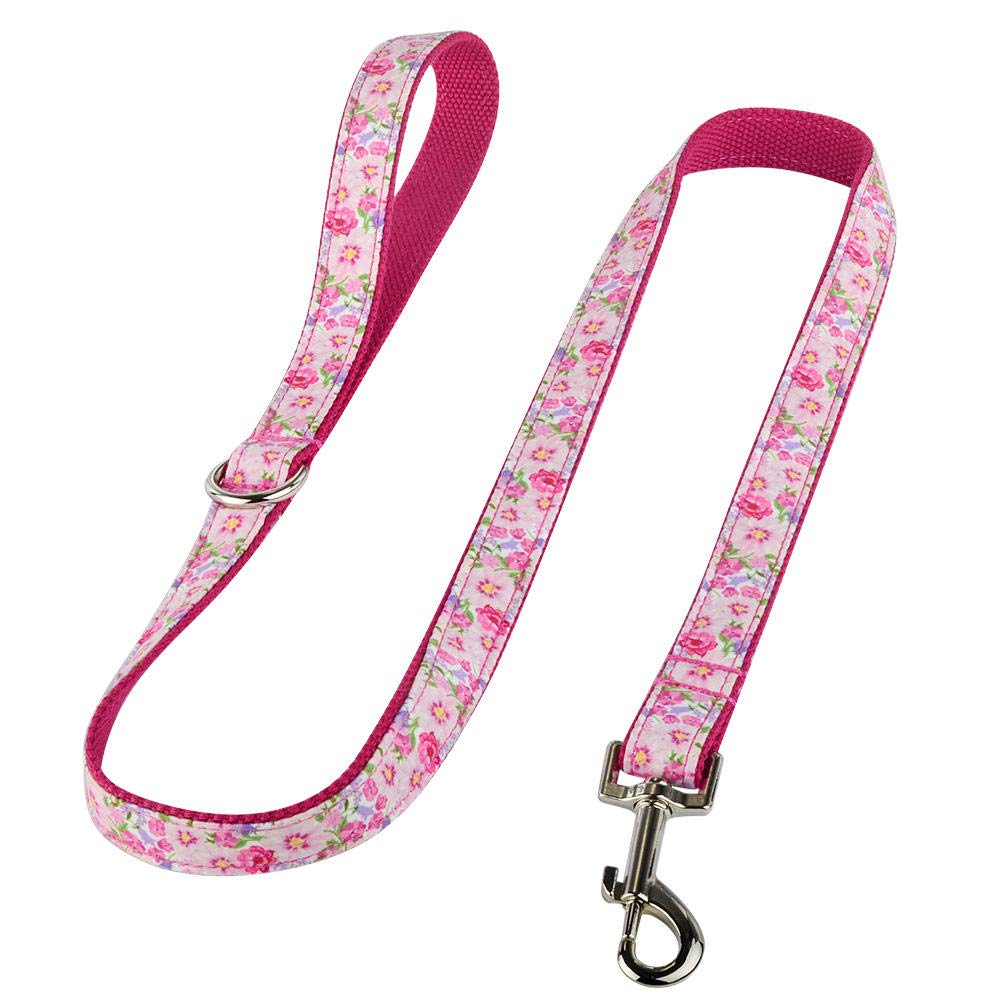 Guinzaglio per cani Collari per cani personalizzati Collare per collare in nylon personalizzato con targhetta per cani per cani di taglia piccola e media Guinzaglio e collare Set-Pink_Leash_S__