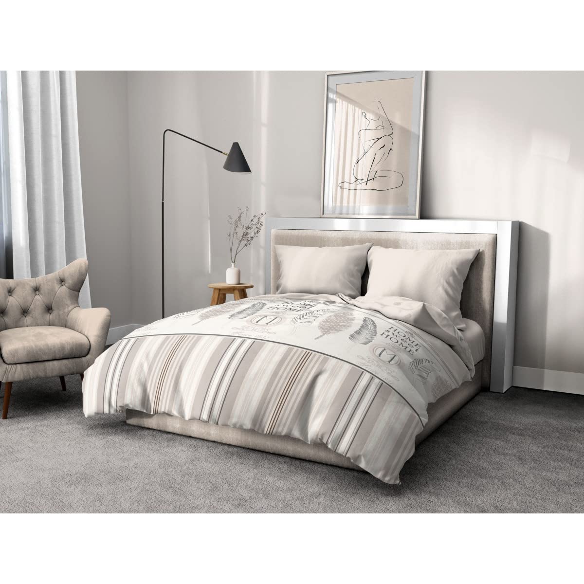 Komplet pościeli 220 x 240 cm – poszewka + 2 poszewki – miękka, lekka, łatwa w pielęgnacji – Home Sweet Home Home linge passion