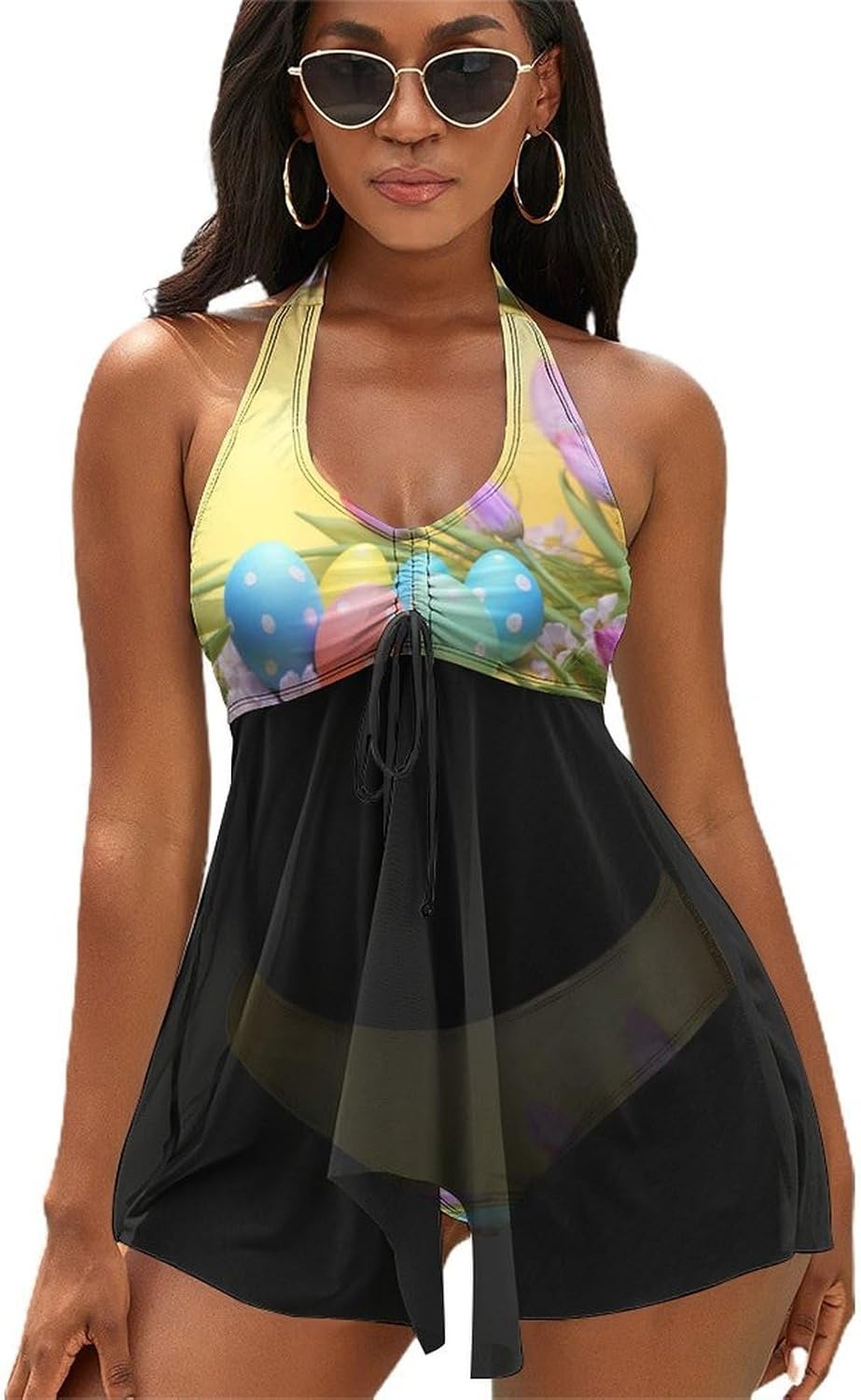April Easter Tankini Swimsuits for Women Two Piece Bathing Suits 2024 Summer Beach Swimwear Swim Tank Top