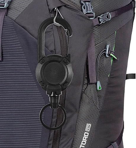 Miniatura 8 de Luya - Llavero táctico Luya de cuerda de alambre retráctil automática para exteriores, mosquetón, resistente y multiherramienta antirrobo, soporte