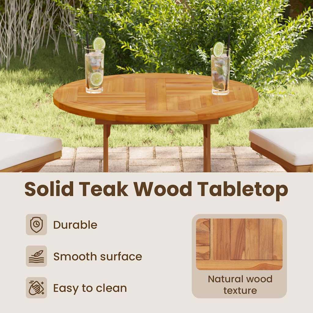 vidaXL Dessus de Table Rond Remplacement Plateau de Table de Salle à Manger Table à Dîner Restaurant 2,5 cm 80 cm Bois de Teck Solide