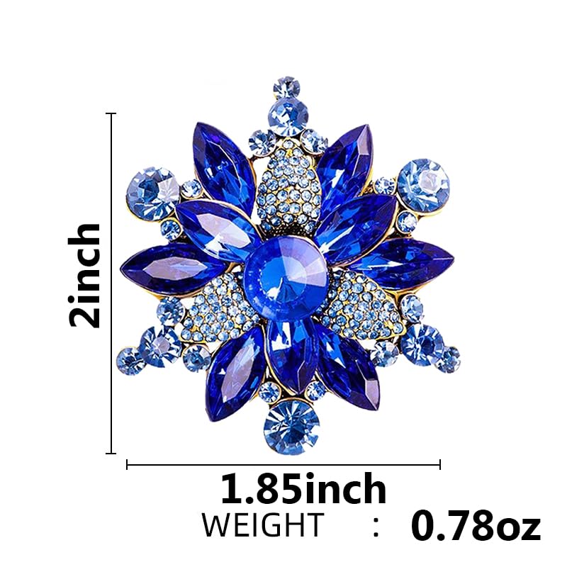 Image of Rhinestone Flower Brooch Pin for Women Red Black Purple Flower Broochs Pin Hat Christmas Brooch Jewelry