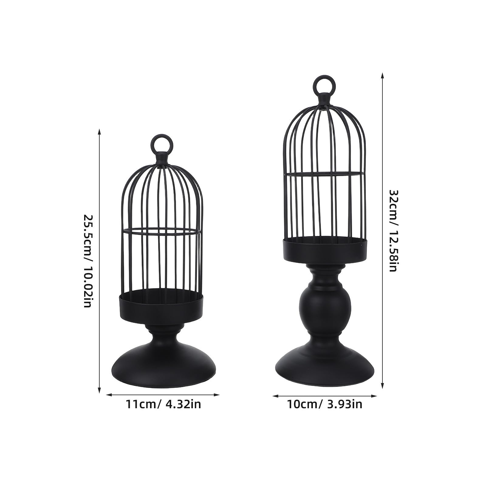 minkissy 2 Stück Vintage Vogelkäfig Kerzenhalter aus Schwarzem Eisen für Stabkerzen mit Langlebiger Stabilität und Geringem Pflegeaufwand für Gemütliche Wohnraumdekoration