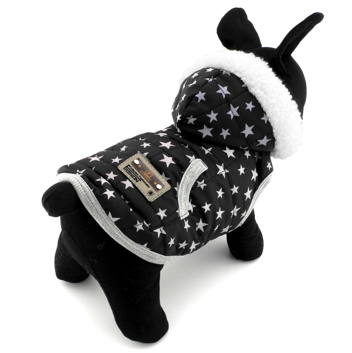 PEGASUS SELMAI Windproof Puppy Coat Hooded Jacket Fleece Lined Polka Dot/Star Printed Boys and Girls for Small Pet Dog Cat Doggy Winter Vest Hoodie Warm Coat Chihuahua Clothing Star M