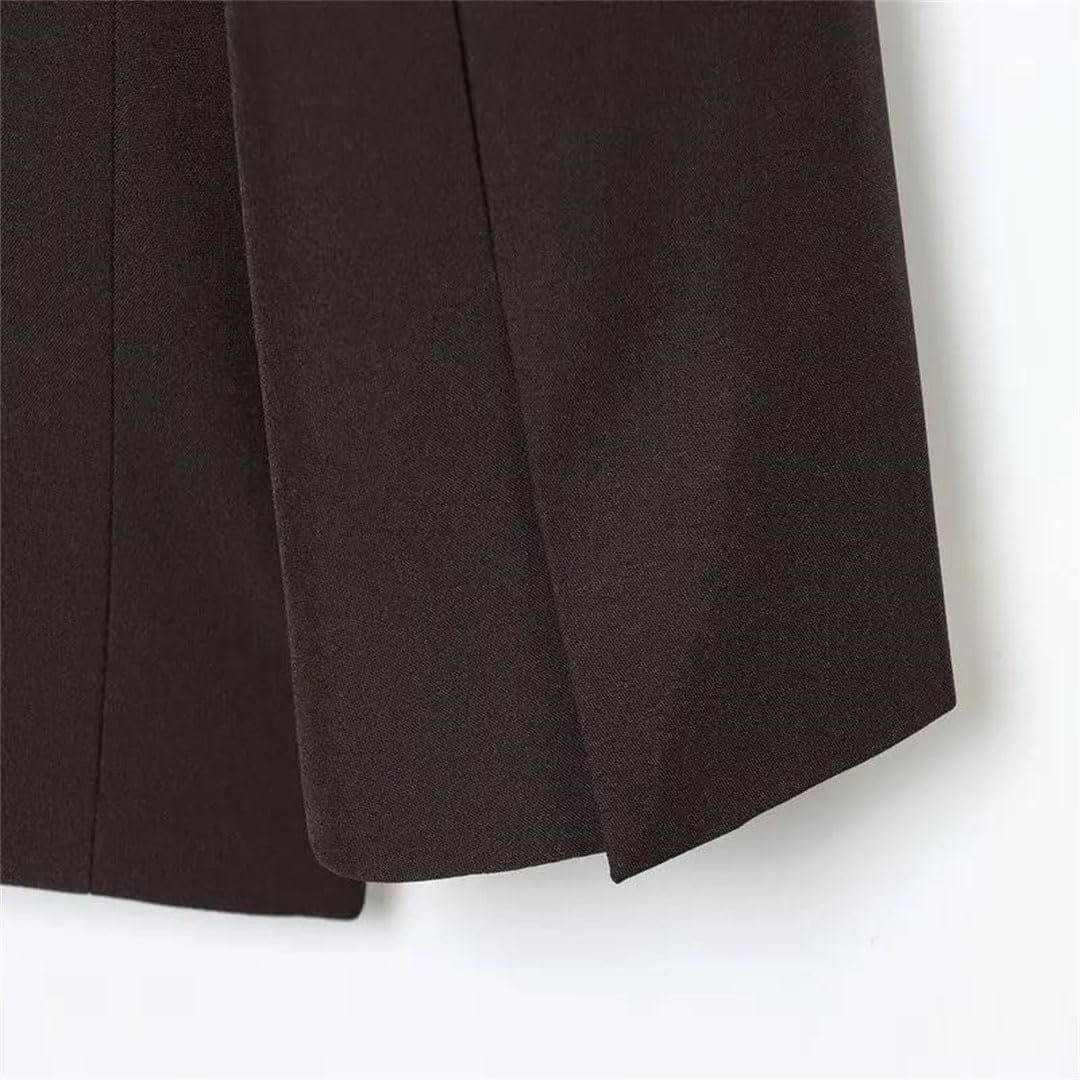 Women Winter Long Double Breasted Suit with Pads Two Piece Set