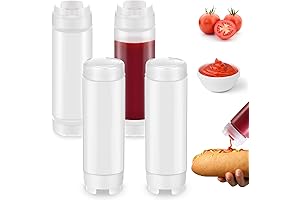 4 Pack 20 oz Squeeze Bottles with Wide Mouth and Inverted Plastic Tips