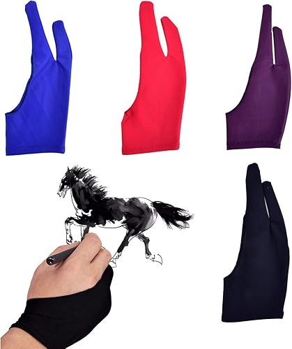 EastyGold Guantes para tableta de dibujo de artista, guantes de pintura gráfica de dos dedos, tamaño libre, creativo tanto para mano derecha como