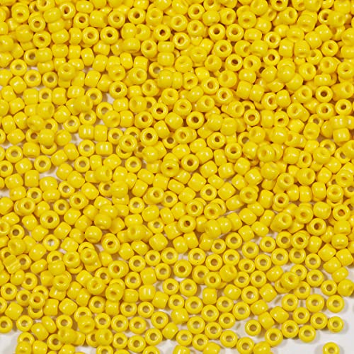 Bala&Fillic Banana Yellow Color 3mm Seed Beads About 3600pcs/100Grams in Bag, 8/0 Glass Craft Beads for Making Bracelet Necklace Earring(Banana Yellow)