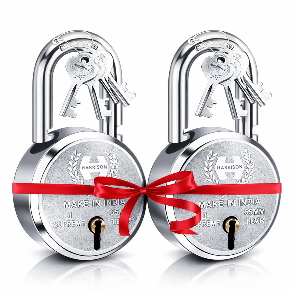 Harrison Padlocks/Round Padlock 65mm 7 Lever with 3 Keys J-SUPREME-0672 Double Locking Pack of 1/Padlock, Padlocks, Locks for Home, Locks for Main Door, gate — Amazon image 6