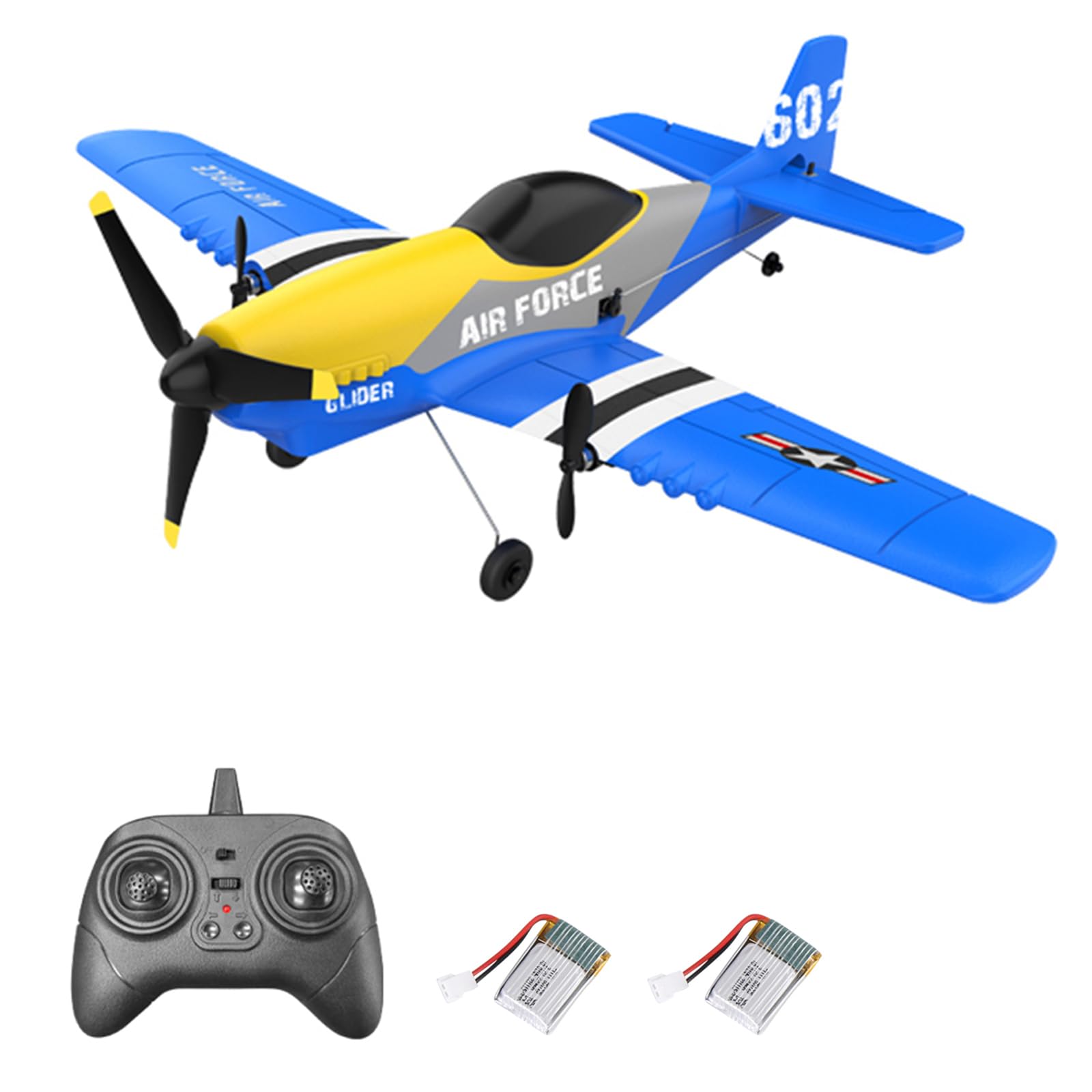 Dodoore RC Airplane RC Plane, 3 Channel Remote Control Airplane, 2.4GHz RC Glider Fighter for Boys, EPP Foam RC Aircraft with 6-axis Gyro Stabilizer, 2 Batteries, Easy to Fly for Kids and Adults
