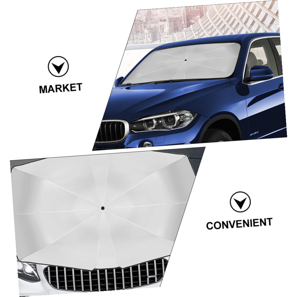 SOLUSTRE 3pièces Pare-Soleil pour Voiture Forme De Parapluie Anti-UV Et Réflecteur De Chaleur Conçu pour SUV Et Voitures Compactes Facile à Transporter