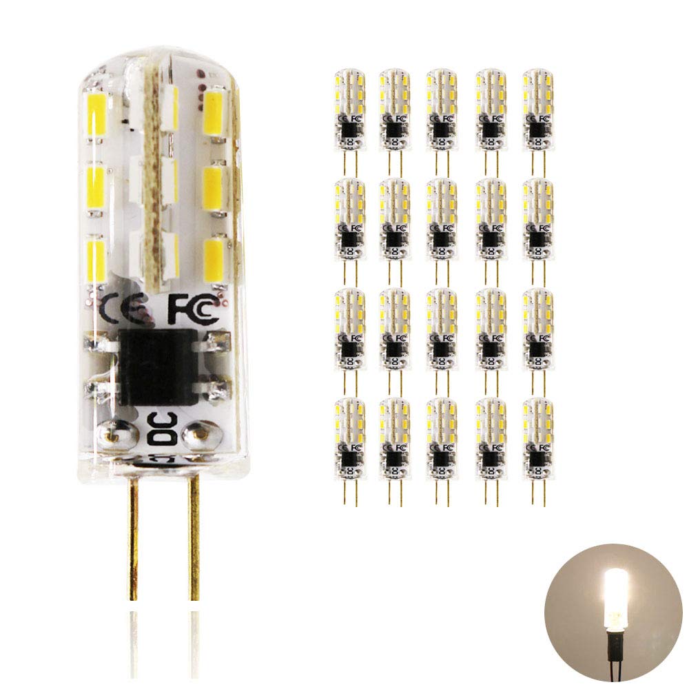 Chao Zan DC12V G4 LED Light Bulbs Warm White 2700-3000K 1.5W, 10W Halogen Lamp Replacement Energy Saving No Dimmable G4 LED Lamp, 24 SMD 3014, 20 Pack