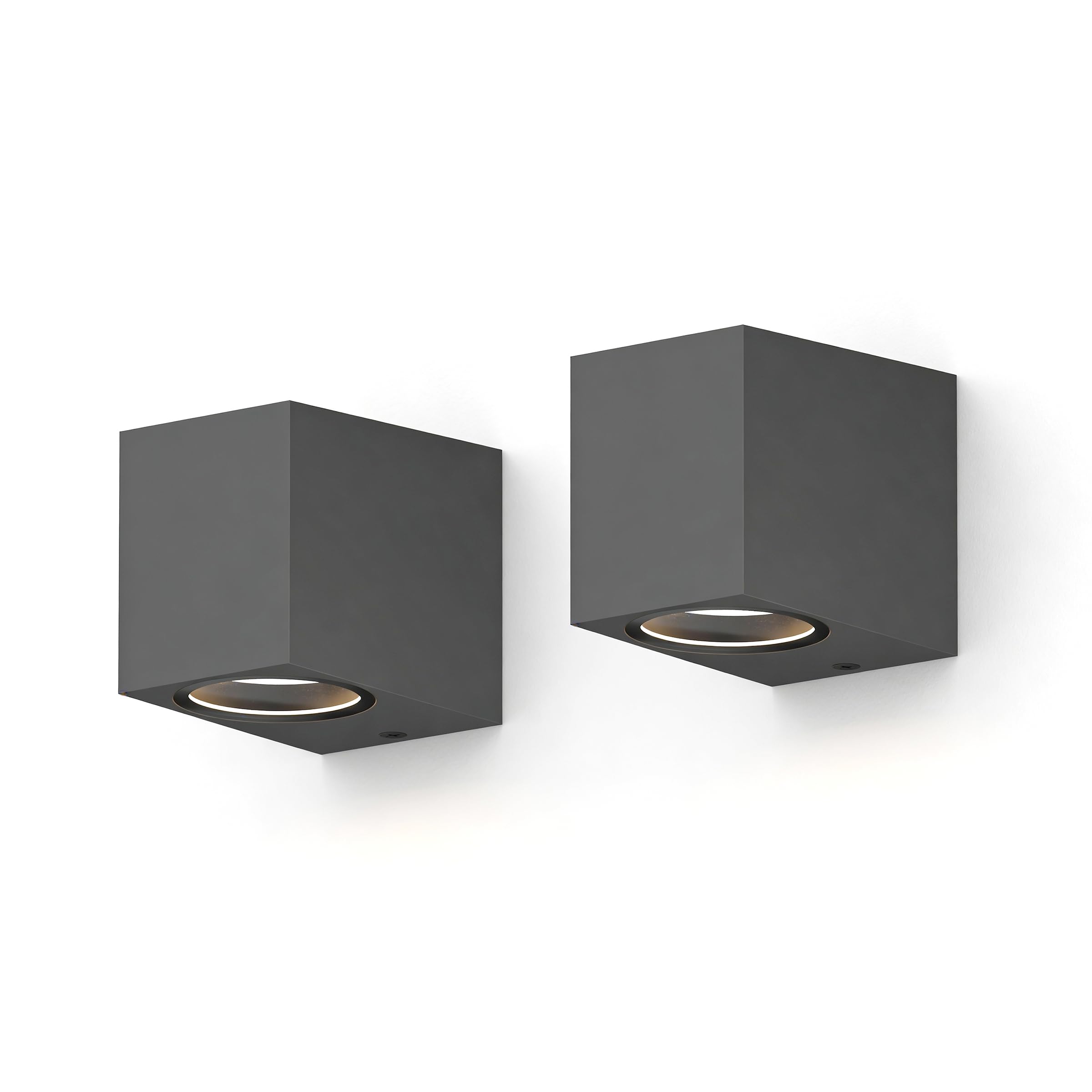 Calex Anthracite Wall Lamp Downlight Sanremo, Gu10, Ip54 Water & Dust Resistant, Suitable For Indoors And Outdoors, Easy Installation, Rectangle, /Grey, 2-Pack