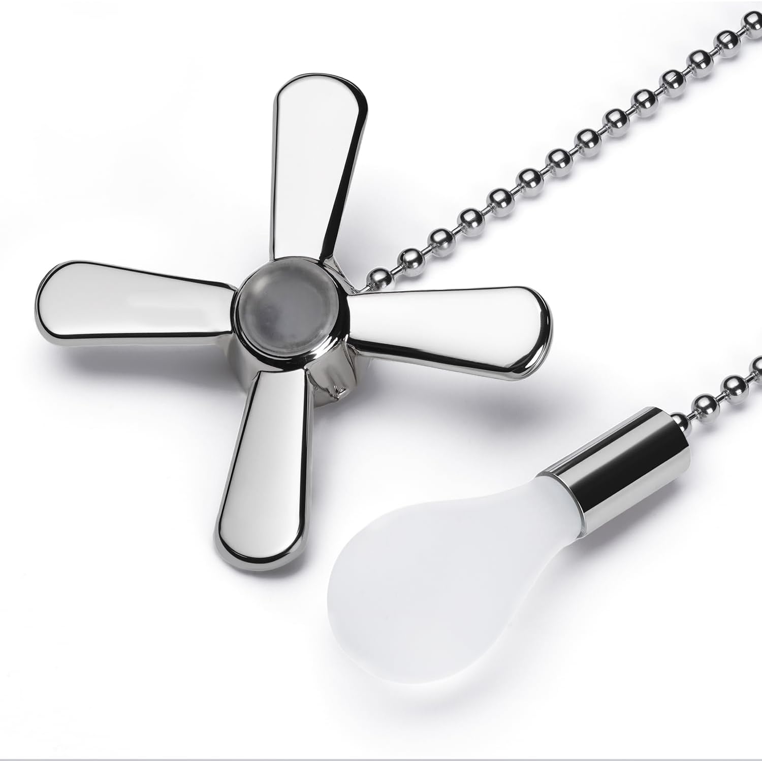 Ceiling Fan Pull Chain Extender, 24-inch Extra Long with Decorative Frosted Glass Bulb and Fan Cord, Fit All Standard 3mm Diameter Ceiling Fans and Light Fixtures Factory Pull