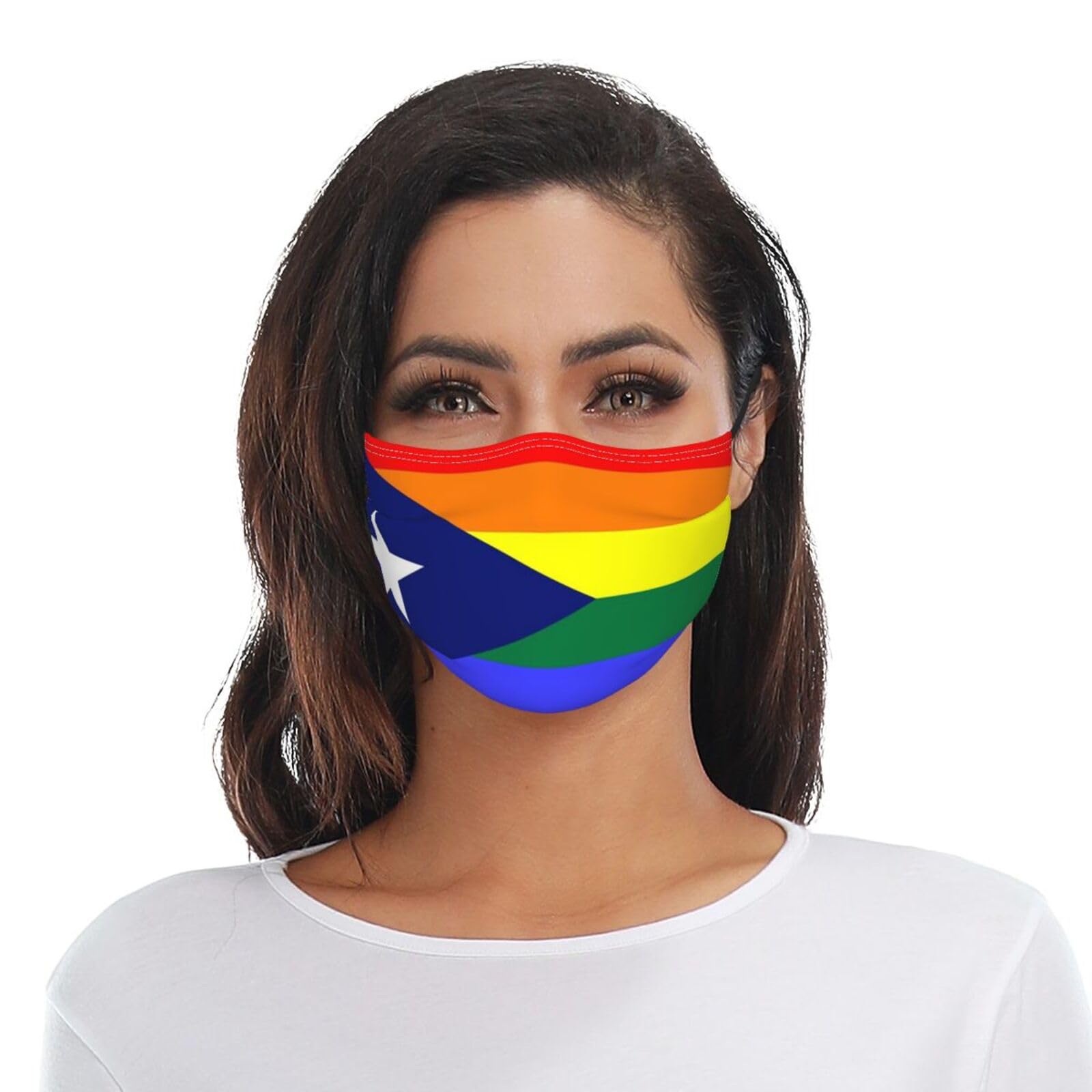 Puerto Rico Rainbow Gay Pride Flag Adult Dust Mask Adjustable Dust Face with 2 Filter91