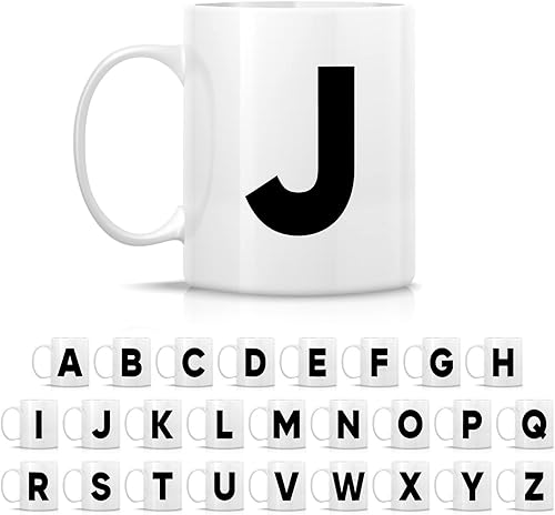 Miniatura 2 de Retreez Taza con monograma con monograma del alfabeto de la A a la Z, taza de café de cerámica de 11 onzas  Agradecimiento de graduación, regalos de