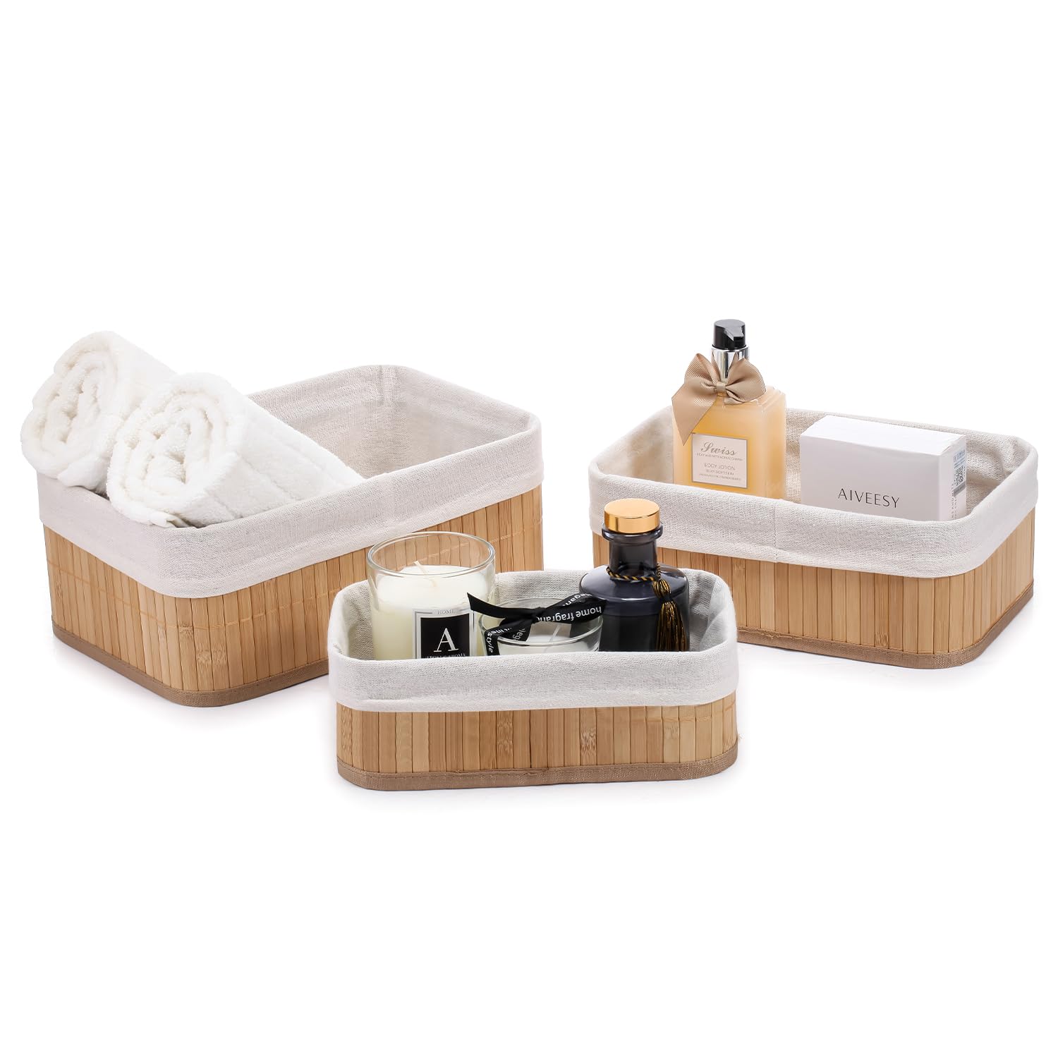 Lifelong Bathroom Organiser | 3-Basket Bamboo Makeup Basket, Countertop, Perfume Shelf & Water-Resistant Tray for Toiletries | Elegant & Functional Storage Solution for Counter & Table Accessories-image-28