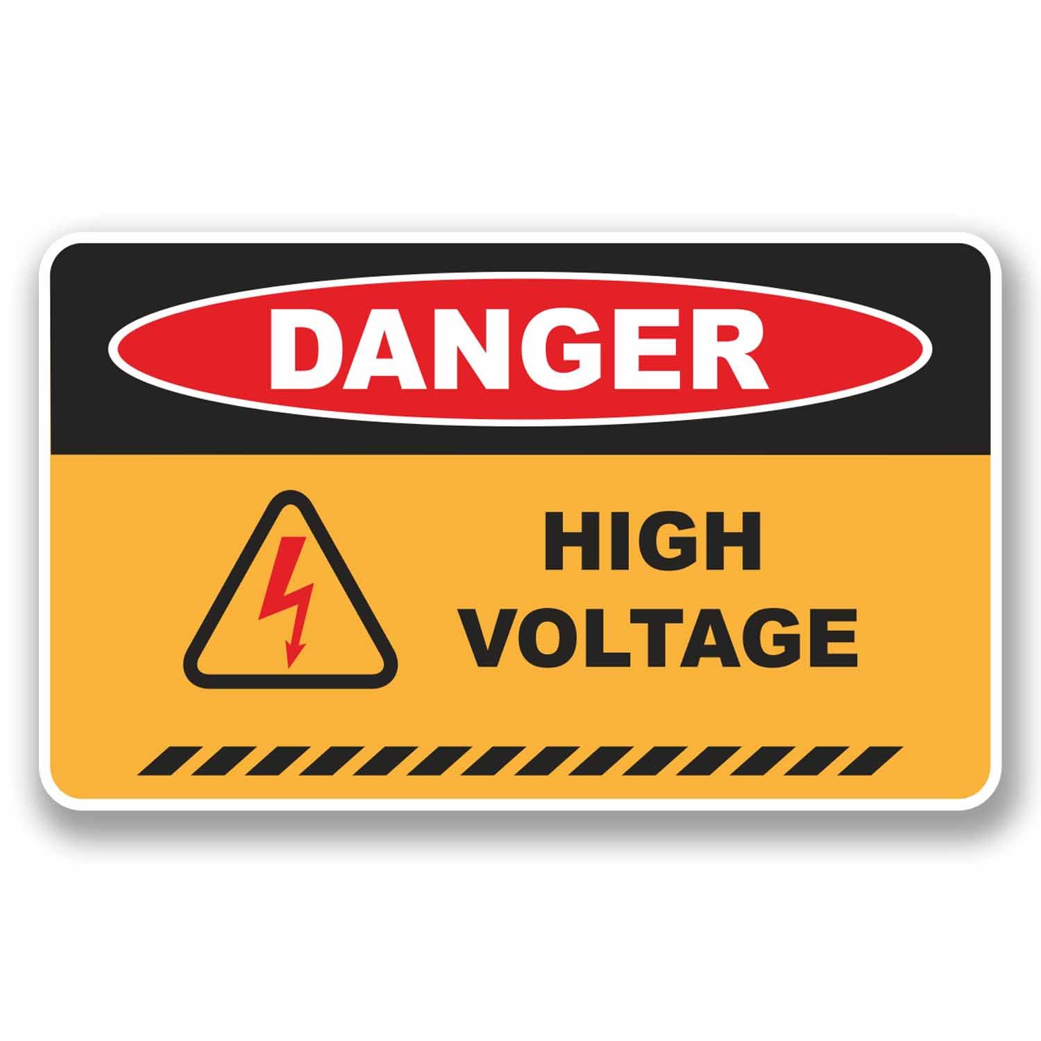 Destinationvinyl Multi 2 X 10Cm Danger High Voltage Stickers Electrical Laptop Skull Tool Box #9672 (10Cm Wide X 6Cm High)