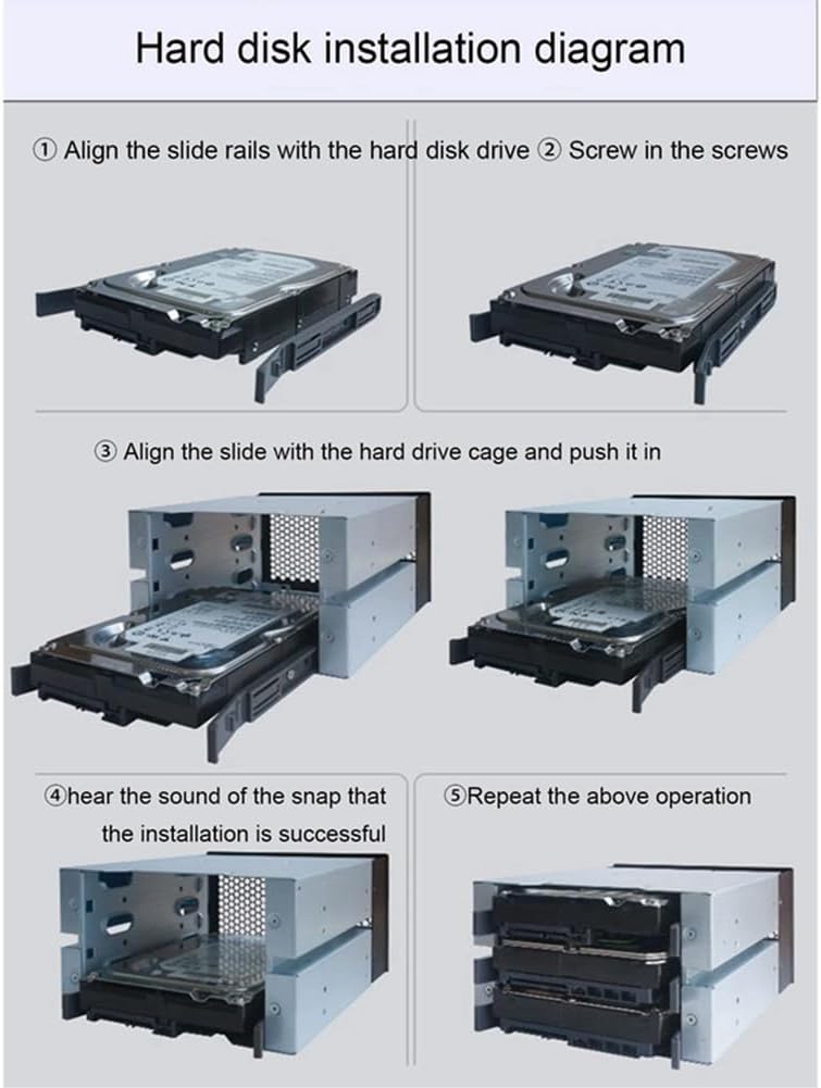 3.5 Inch HDD Cage Rack Hard Driver Tray Hard Drive Cage Support 3 HDD Hard Disks, Black&Silver, 500323227